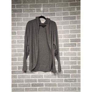 Aqua Cashmere Womens Gray Open Cardigan Knit  Hoddie 100 % Cashmere Size‎ Medium